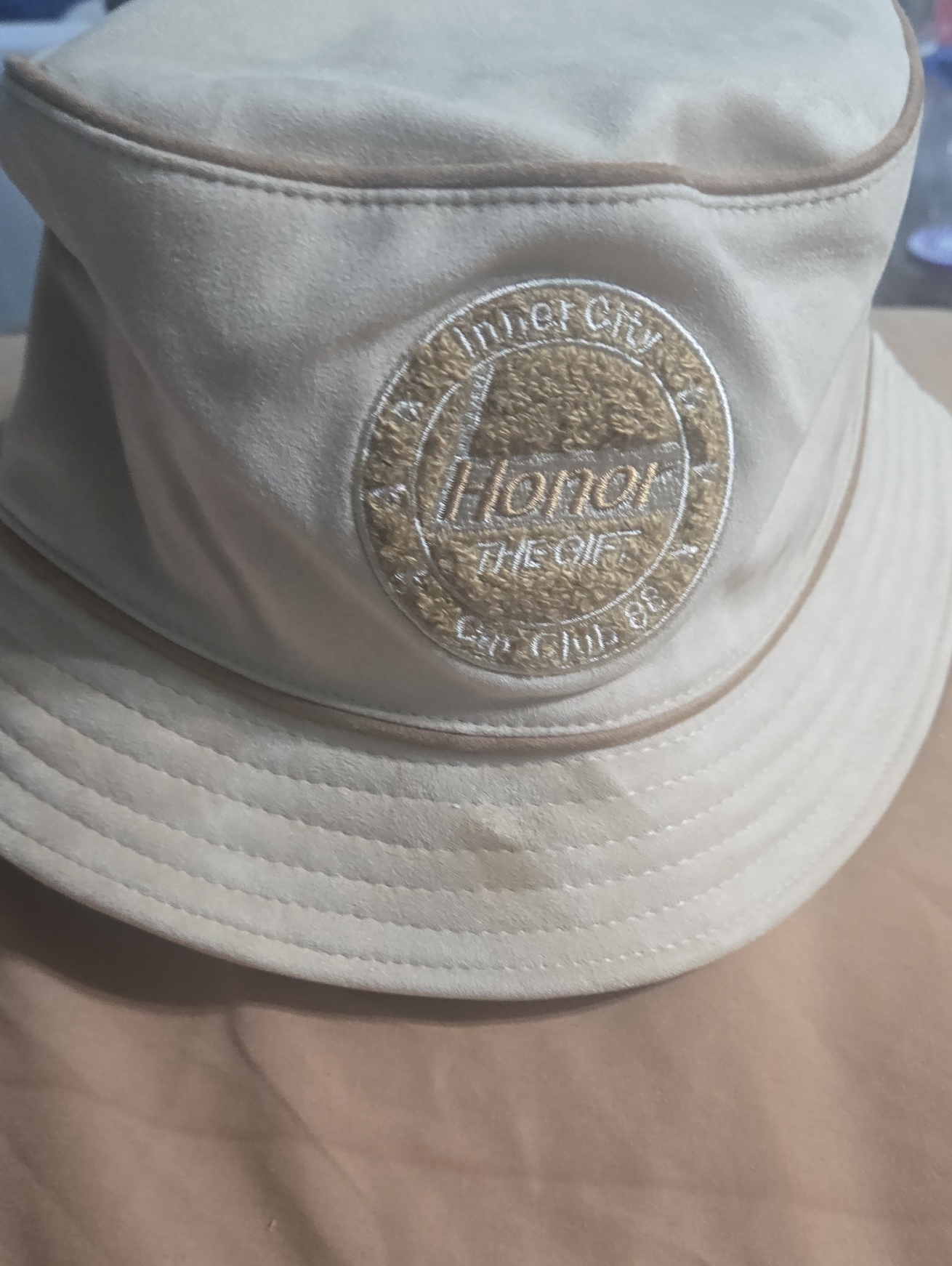 Honor Beige Bucket Hat With Embroidered Logo